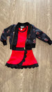 Sleeveless red black scallop girls team active wear set
