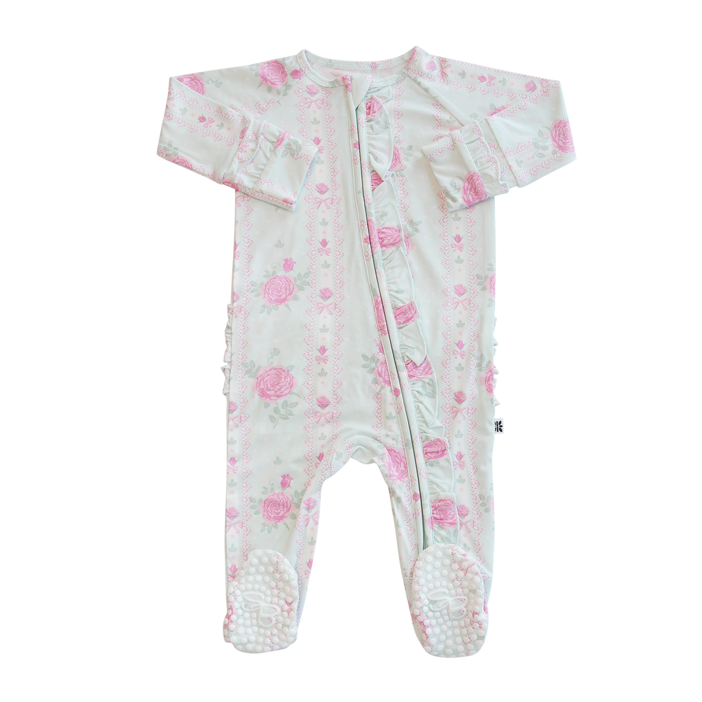 Ruffle Footie - Roses and Lace