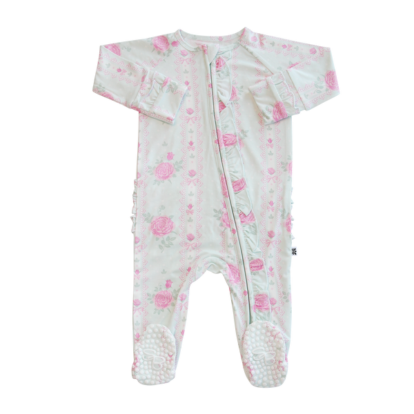 Ruffle Footie - Roses and Lace