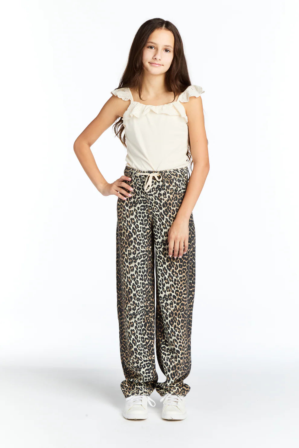 Leopard print slight barrel with drawstring
