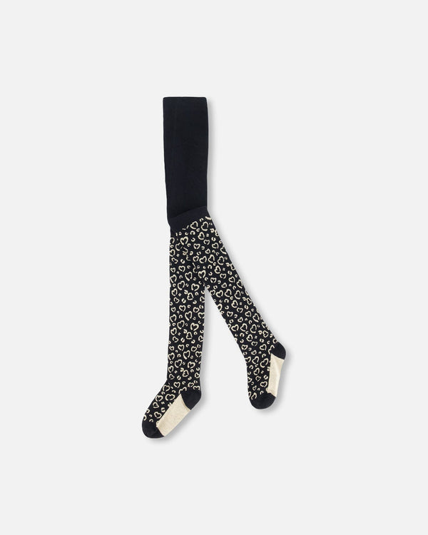 Leopard Jacquard Tights Black