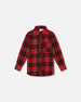 Long Sleeve Button Down Flannel Shirt Plaid Black And Red