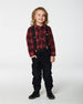 Long Sleeve Button Down Flannel Shirt Plaid Black And Red