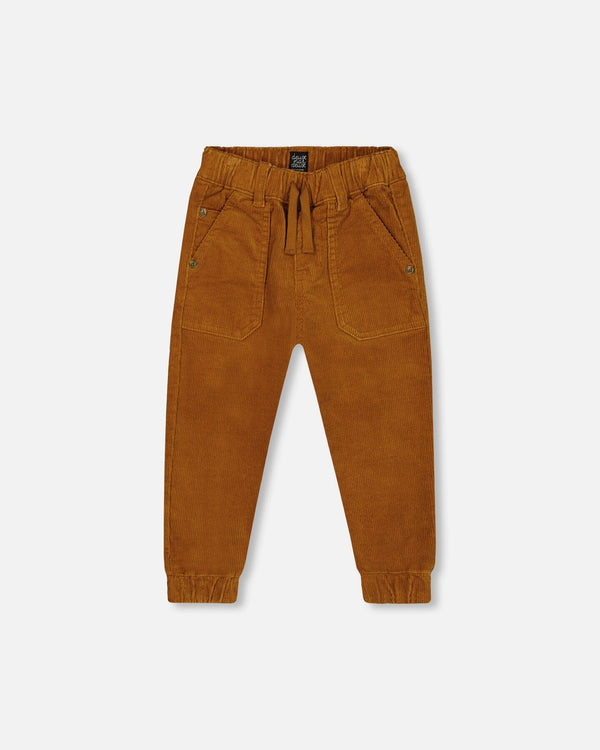 Stretch Corduroy Jogger Pants Caramel Brown