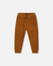 Stretch Corduroy Jogger Pants Caramel Brown