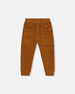 Stretch Corduroy Jogger Pants Caramel Brown