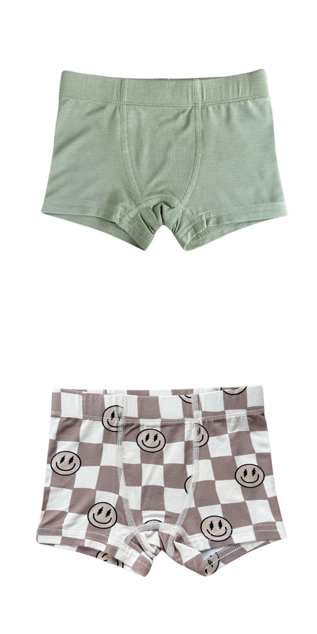 BOY'S BOXER - SMILEY CHECK IN PORTABELLA/ OLIVE SET