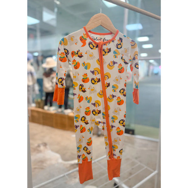 spooky quack-tacular bamboo zipper pajama