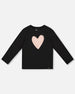 Organic Cotton Long Sleeve T-Shirt Black With Heart