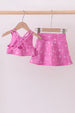 Pink glitter skort set