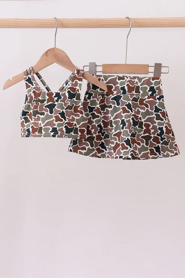 Camouflage girl active skort set