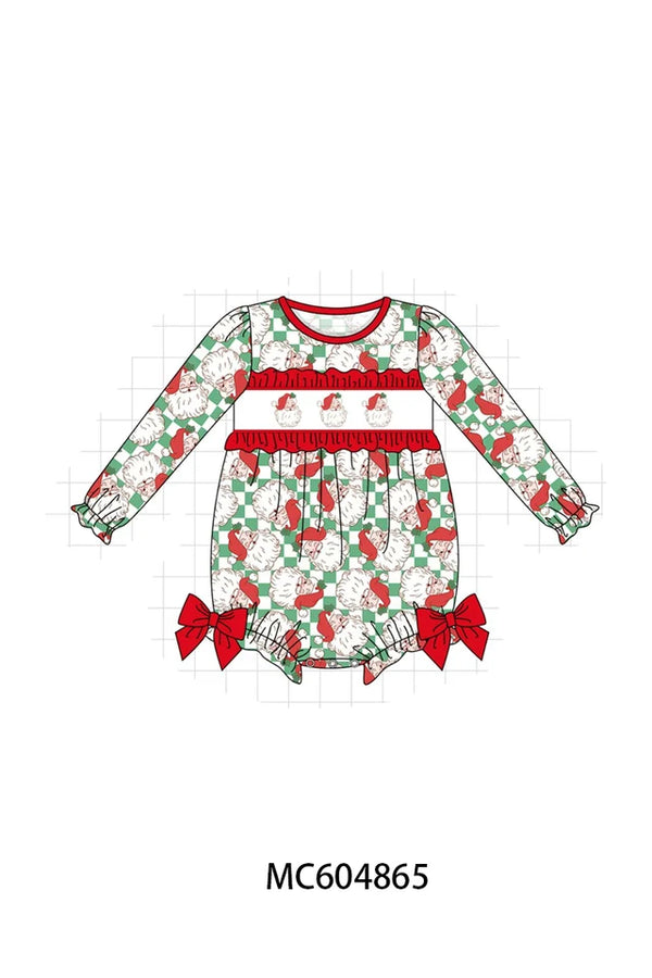 Red Santa Embroidery Ruffle Bubble
