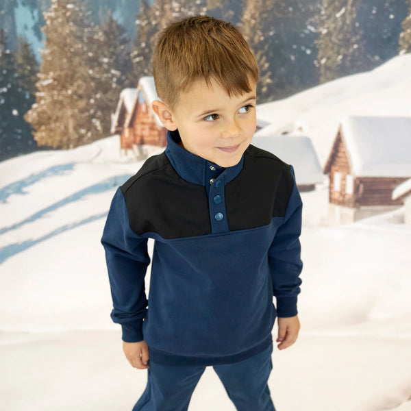 Glacier Blue Half Button Fleece Sweatshirt