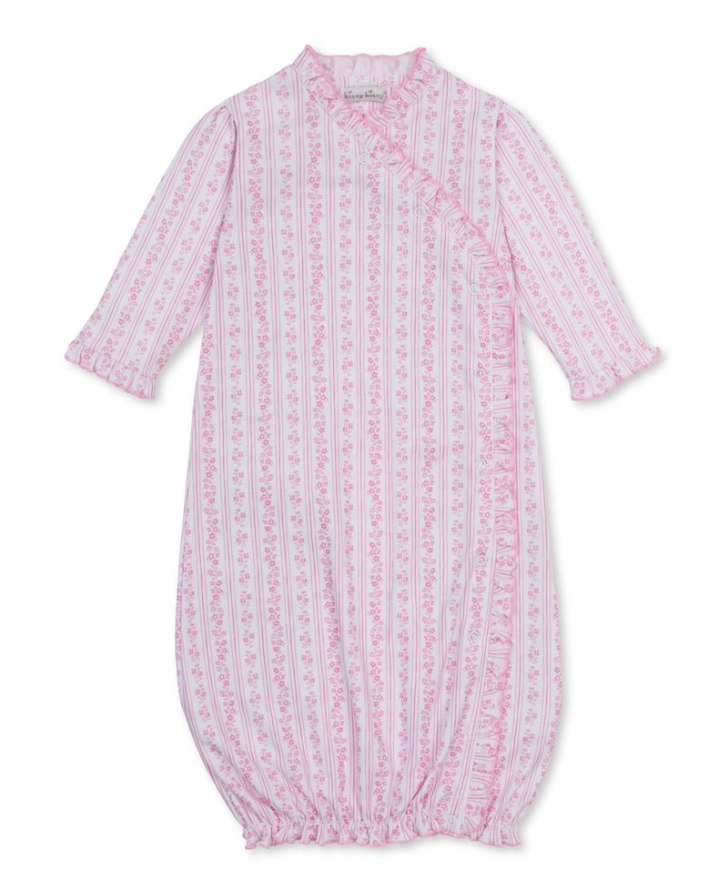 Watercolor Floral Stripes Gown - Pink