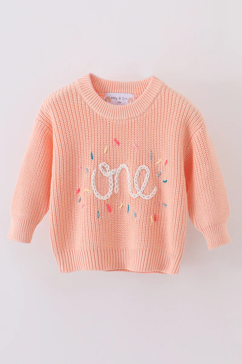 HAND-EMBROIDERY ONE & TWO BIRTHDAY PULLOVER SWEATER