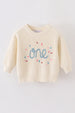 WHITE HAND-EMBROIDERY ONE&TWO PULLOVER SWEATER