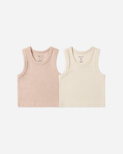 Ribbed Tank Set Shell, Heathered Blush