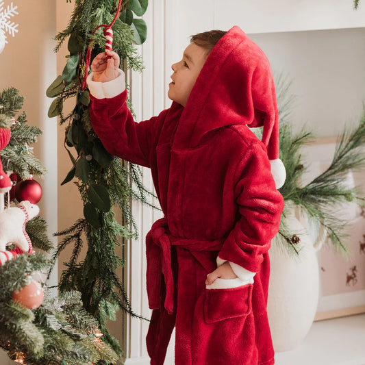 Scarlet Holiday Plush Hooded Robe
