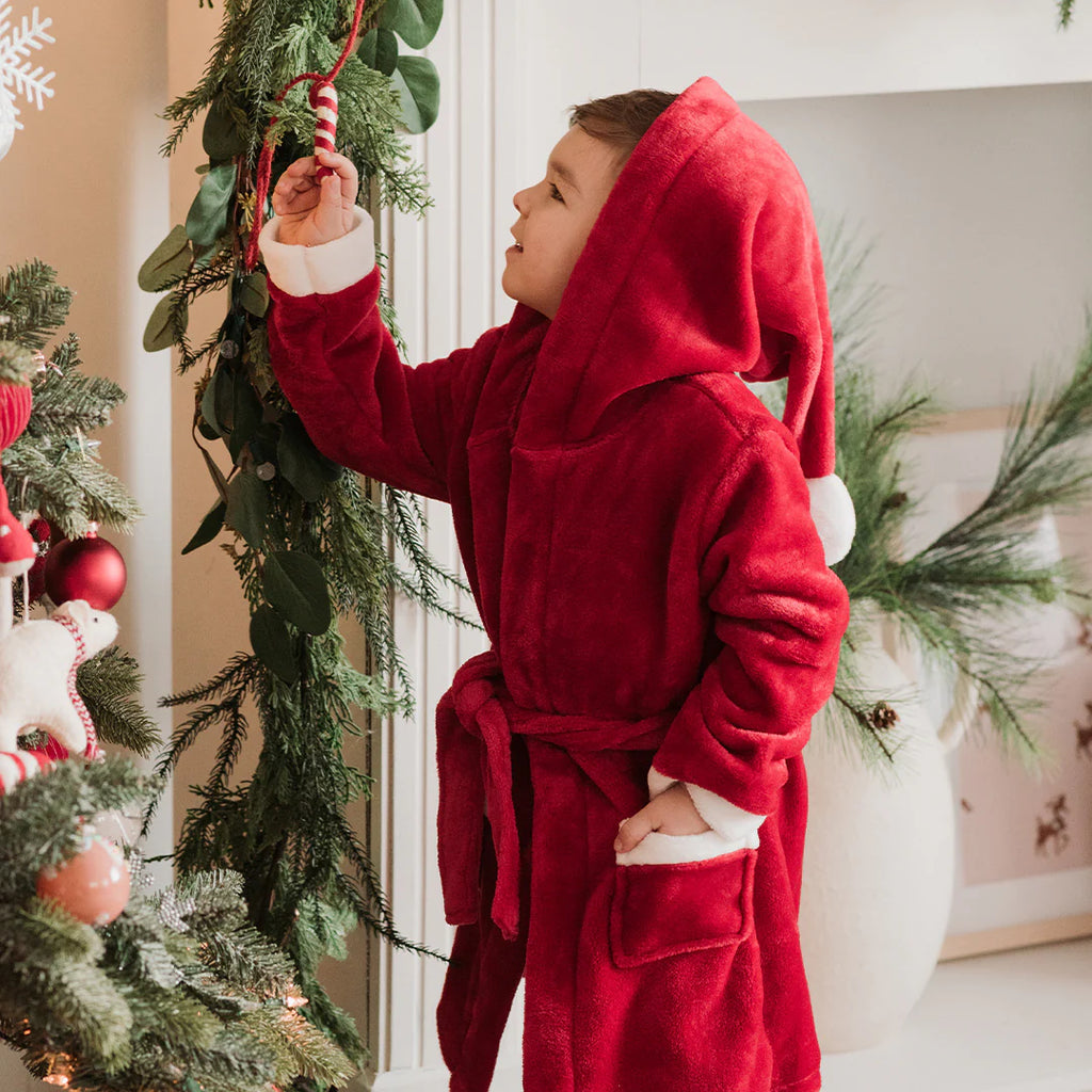 Scarlet Holiday Plush Hooded Robe