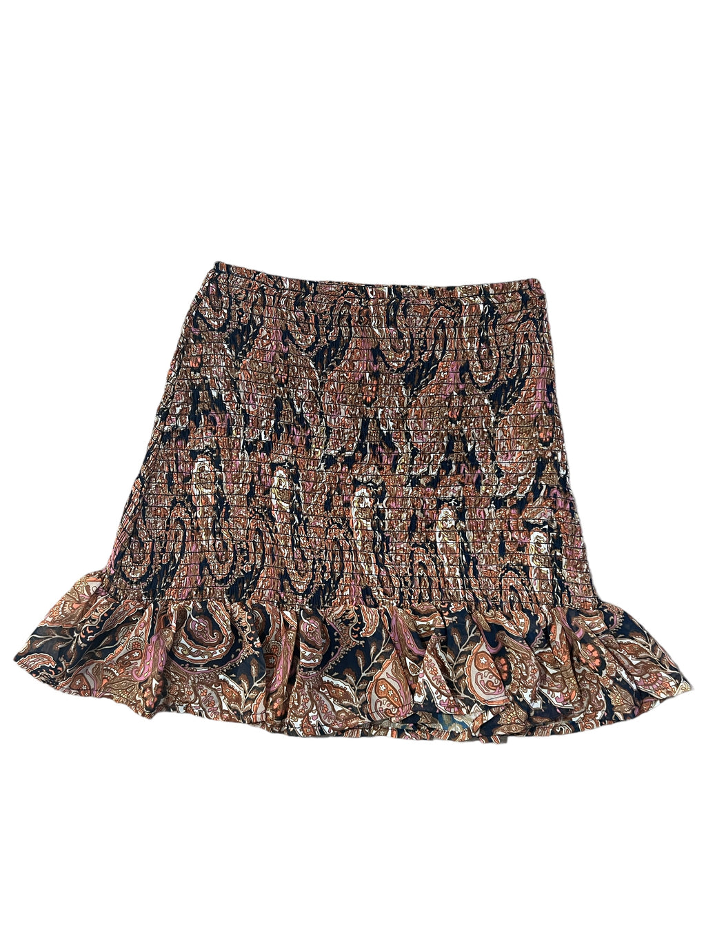 SMOCKED SKIRT- Almost Paisley Print