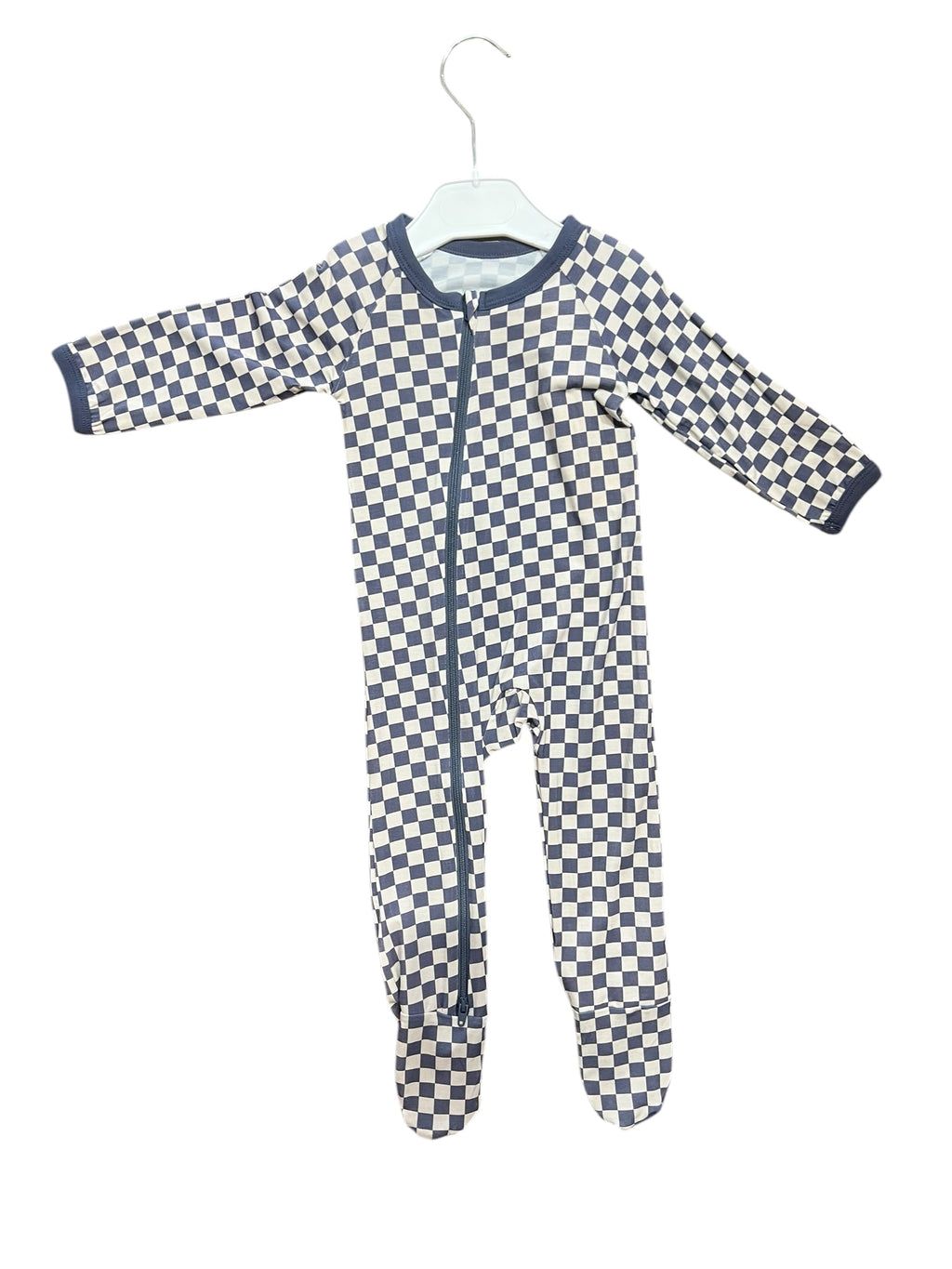 blue checkered footie