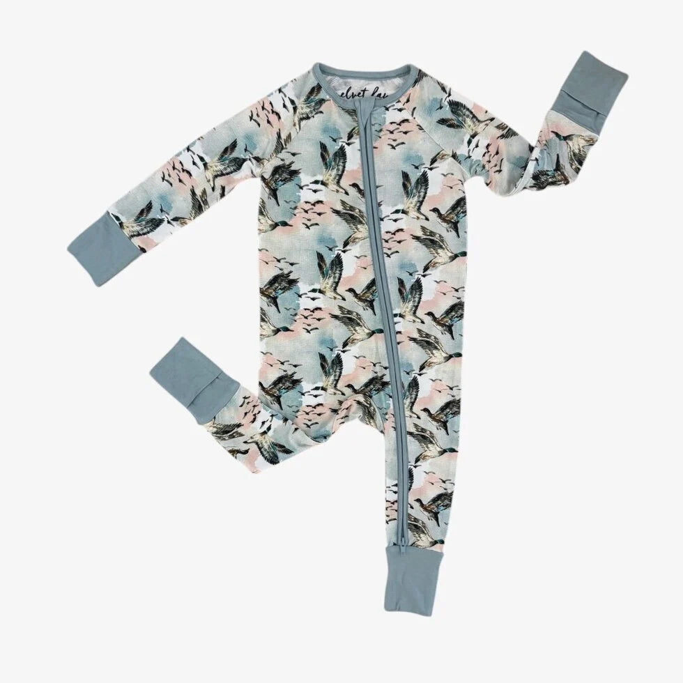 bamboo zipper pajama || mallard sky