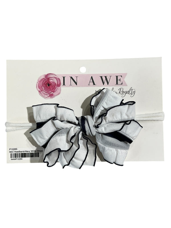 MINI HEADBAND NAVY/WHITE ON NYLON