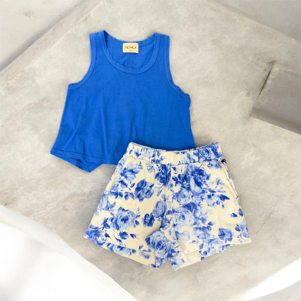PRINTED TERRY CLOTH POOL CLUB SHORTS
