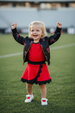 Sleeveless red black scallop girls team active wear set