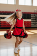 Sleeveless red black scallop girls team active wear set