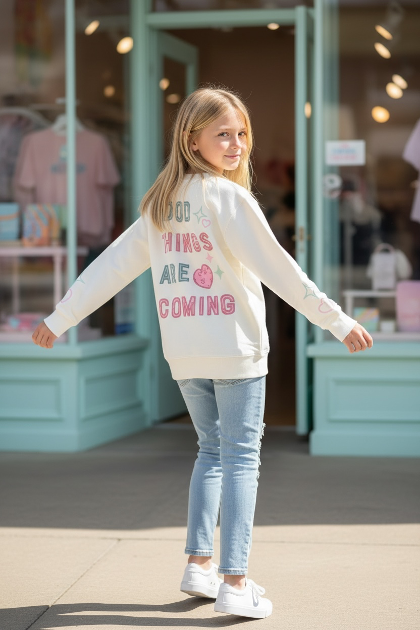 Good Things Are Coming Applque Sweatshirt