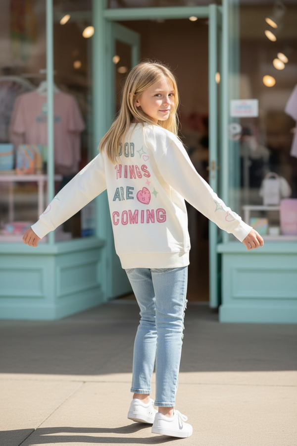 Good Things Are Coming Applque Sweatshirt
