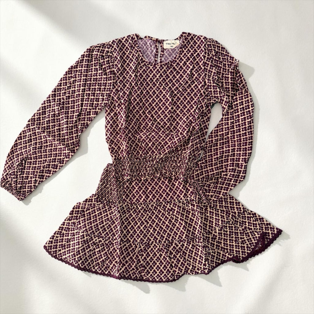 DIGITAL PRINT LANTERN SLEEVE SMOCKED WAIST BLOUSON