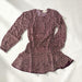 DIGITAL PRINT LANTERN SLEEVE SMOCKED WAIST BLOUSON
