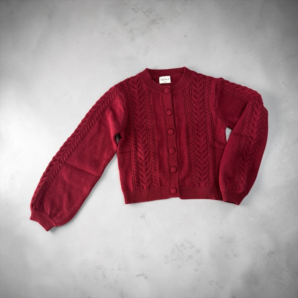 SWEATERS SOHO CARDIGAN W/LANTERN SLEEVES - HT Cherry