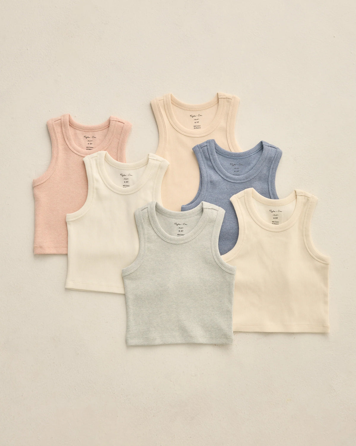 Ribbed Tank Set Shell, Heathered Blush
