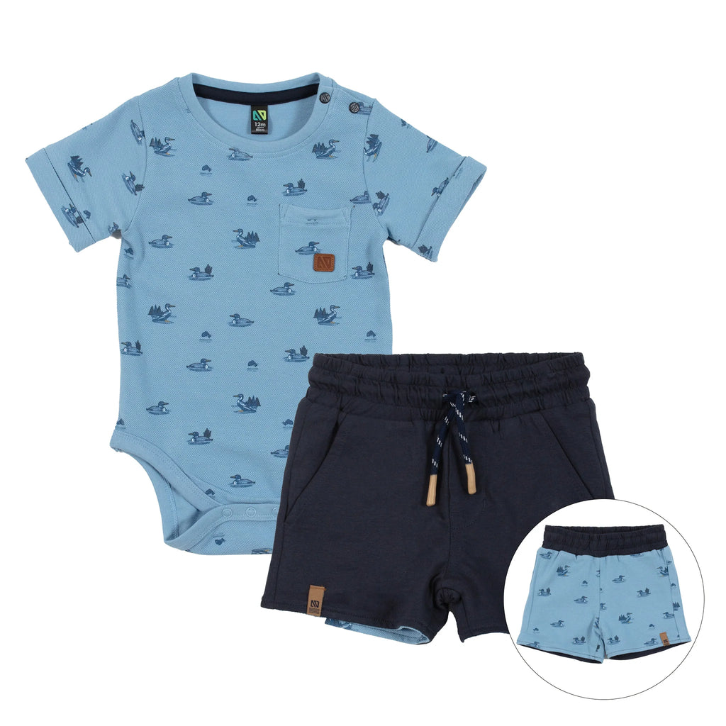 Baby Boy Two-Piece Bodysuit Set Pale Blue
