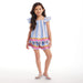 Top & Short Set w/ Ric Rac Trim | Blue & White Striped