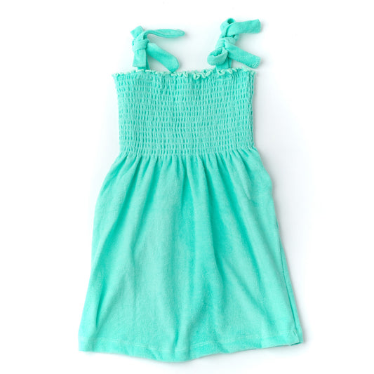 Mint Terry Girls Smocked Tank Dress