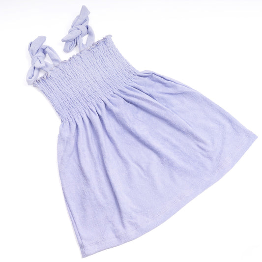 Purple Terry Girls Smocked Tank Dress