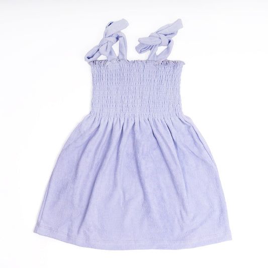 Purple Terry Girls Smocked Tank Dress