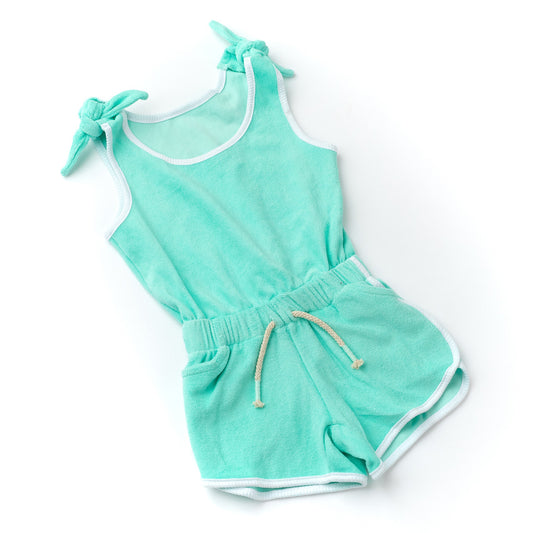 Mint Terry Girls Active Romper