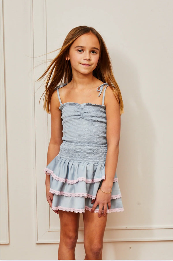 Gemma Pastel-Blue Satin Mini skirt