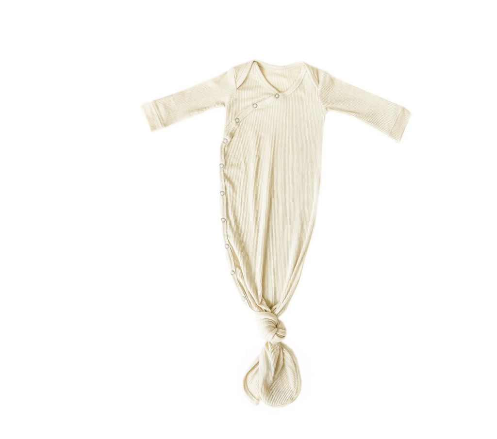 Moonstone Rib Knit Newborn Knotted Gown