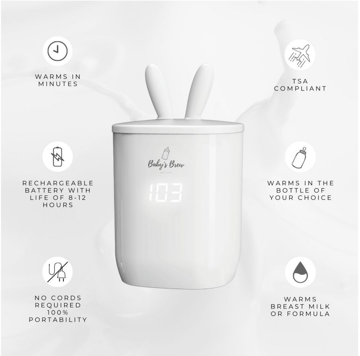 Baby's Brew Portable Bottle Warmer Adapter Set (Warmer + Four Adapters)