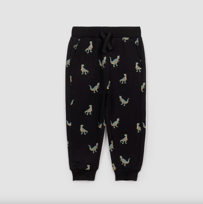 T-Rex Print on Black Baby Joggers