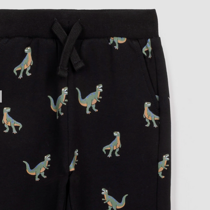 T-Rex Print on Black Baby Joggers