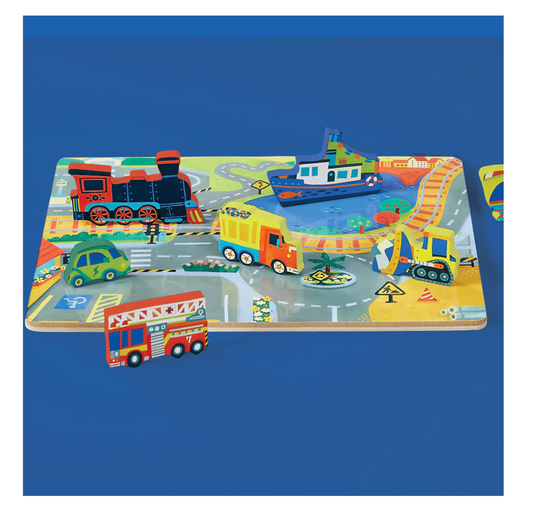 16-Piece Wood Puzzle - Things That Go