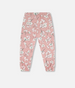 French Terry Sweatpant Pink Jasmine Flower Print