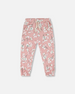 French Terry Sweatpant Pink Jasmine Flower Print